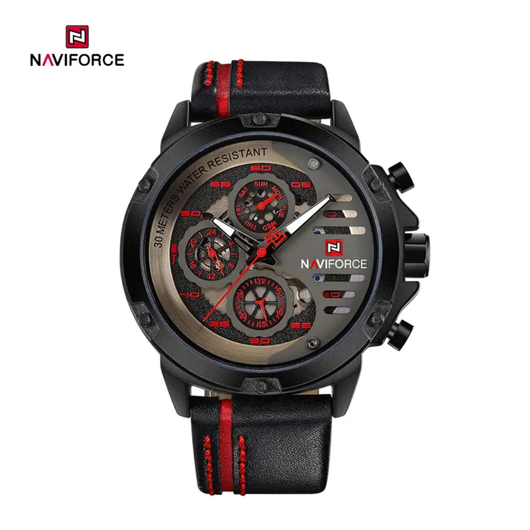 Naviforce NF9110L Reloj de gran oferta luminoso de cuero genuino