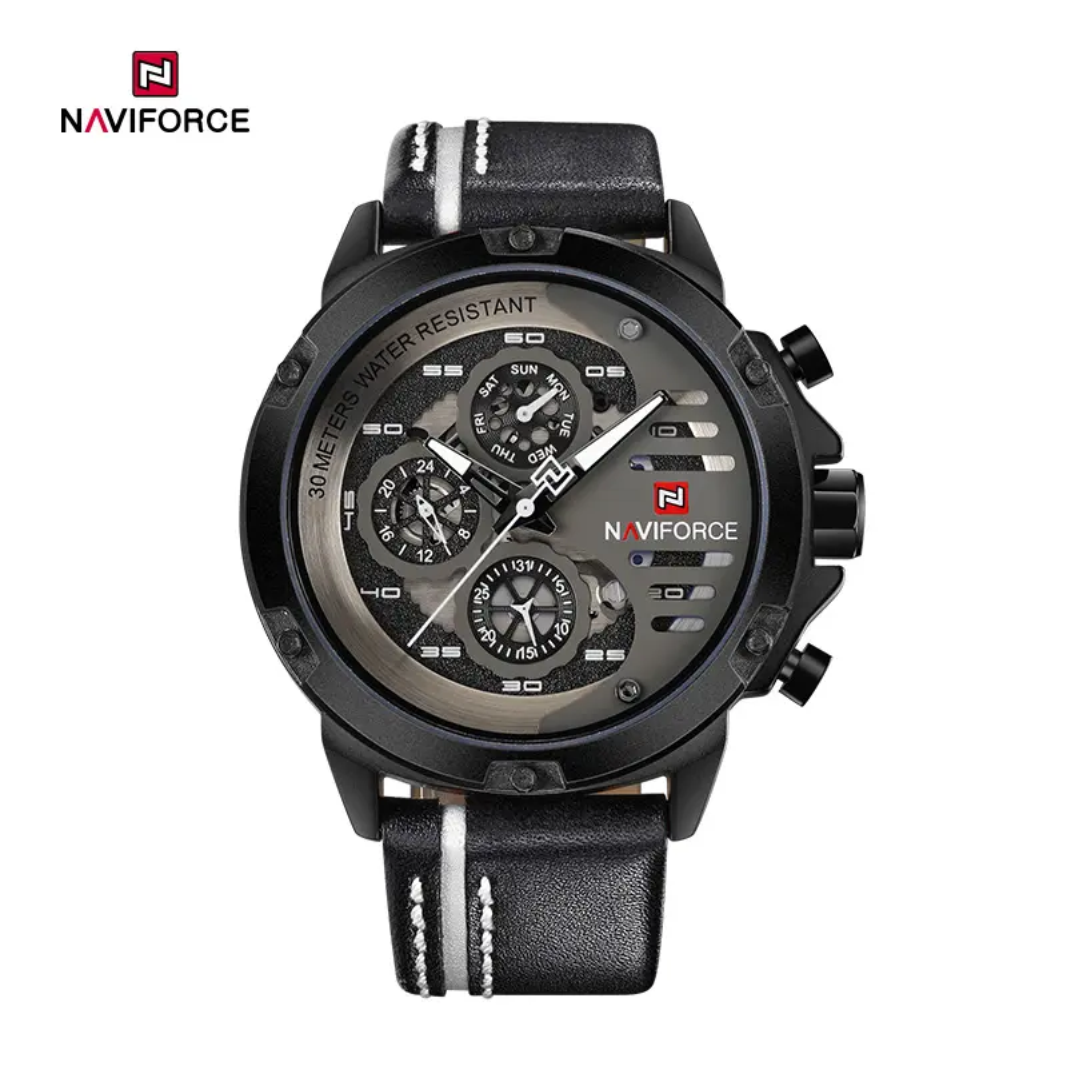 Naviforce NF9110L Reloj de gran oferta luminoso de cuero genuino